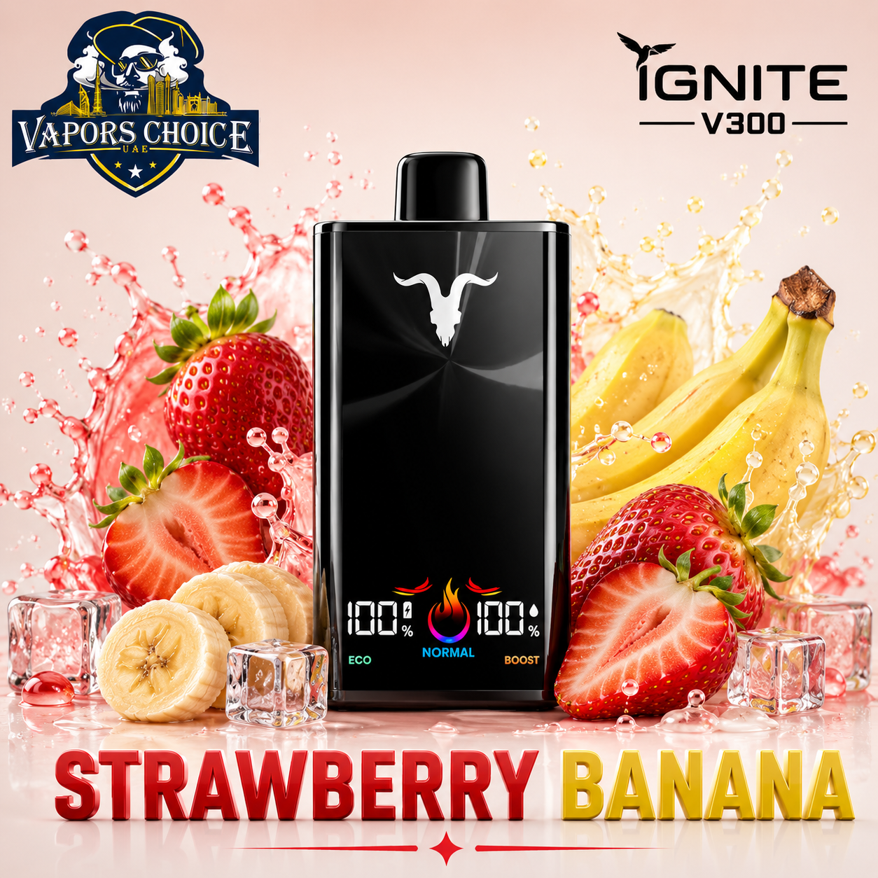IGNITE V300 _ 30,000 Disposable Vape 30K Puffs & Strawberry Banana & UAE & Dubai