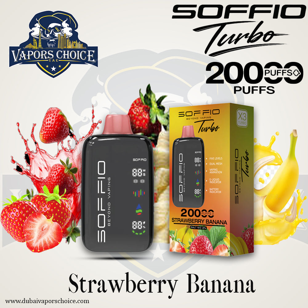SOFFIO TURBO 20K Disposable Vape  Strawberry Banana UAE Fujairah 