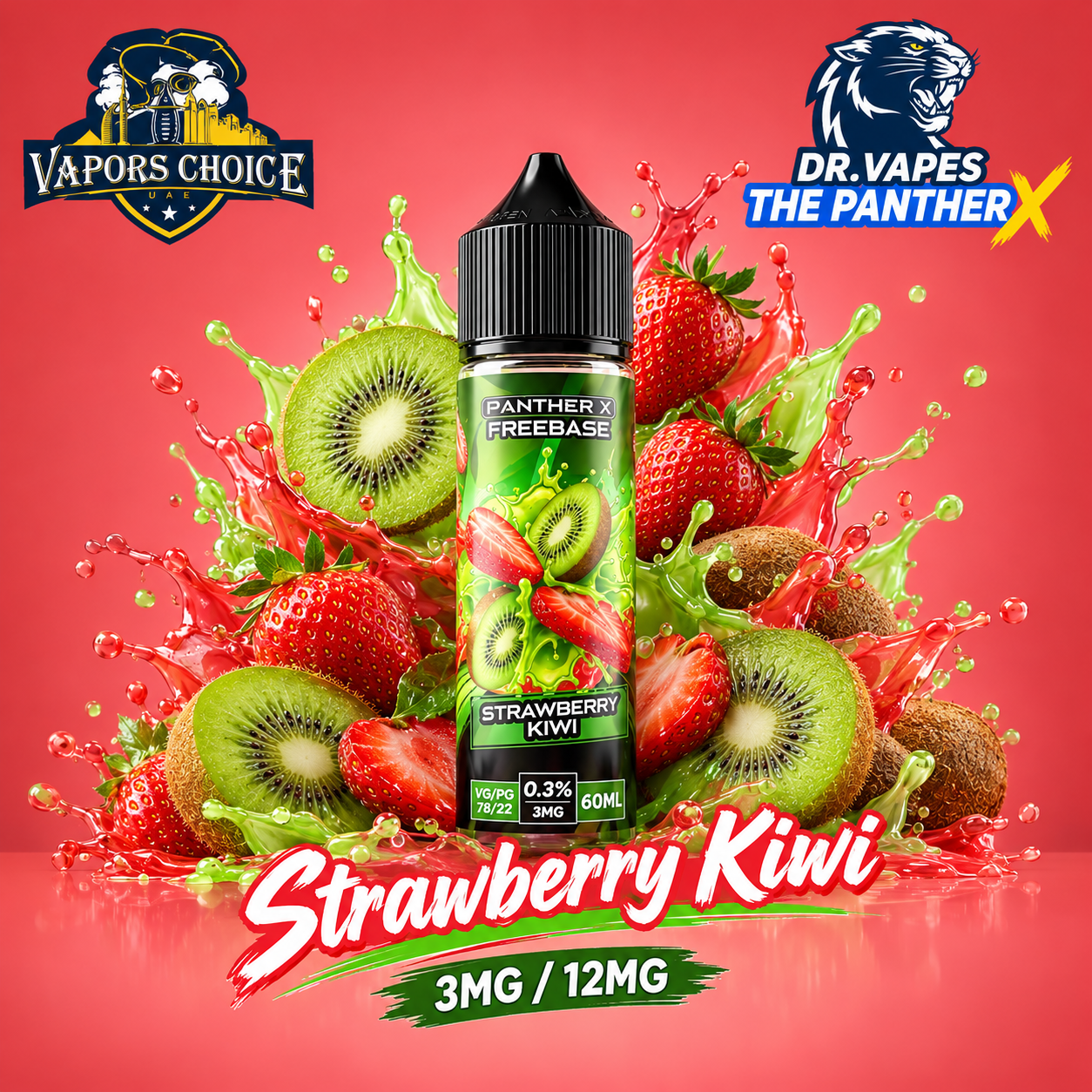 Dr Vapes The Panther X  - Freebase e-liquid 60ML & Strawberry Kiwi  & UAE & Dubai