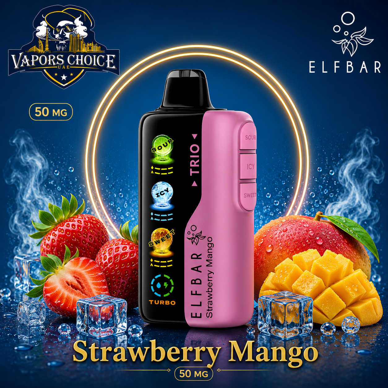 ELF BAR Trio 40K Puffs – Disposable Vape & Strawberry Mango & UAE & Ajman
