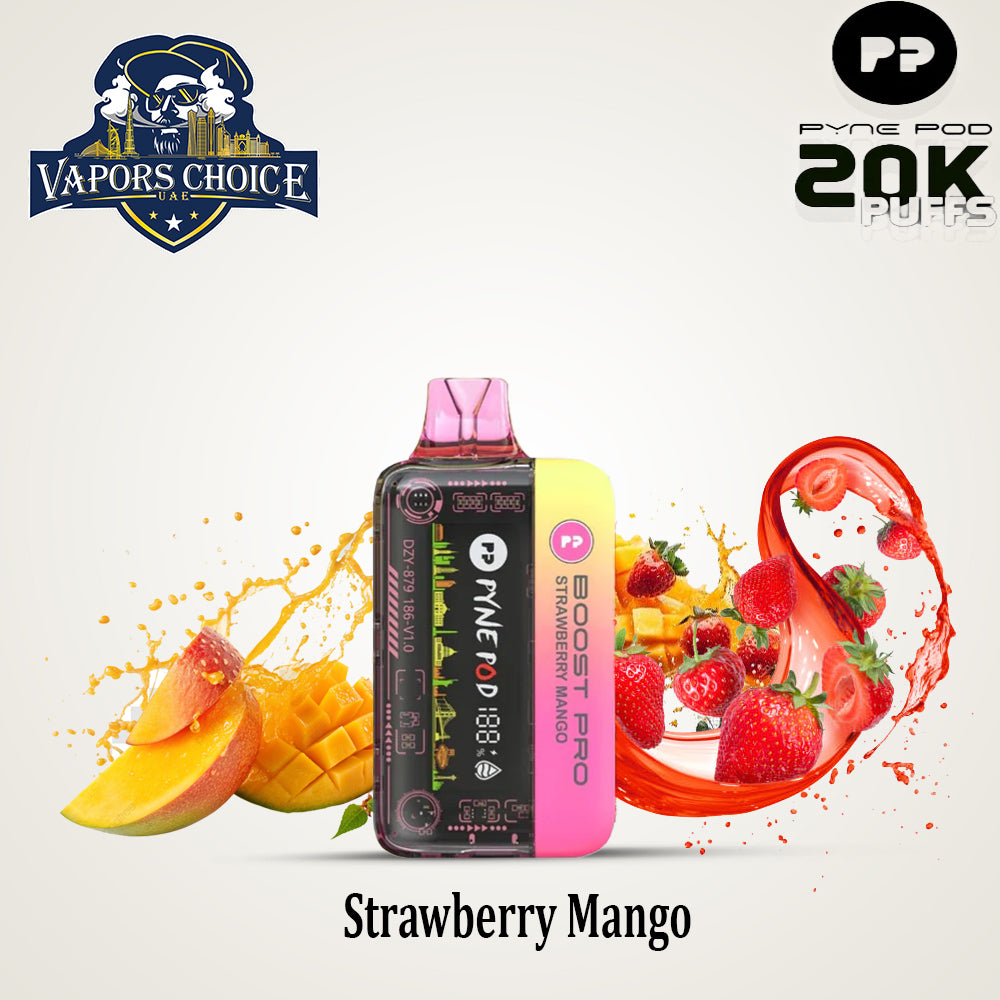 PYNE POD BOOST PRO 20000 PUFFS (50mg) - DISPOSABLE VAPE & Strawberry Mango & UAE & Ajman 