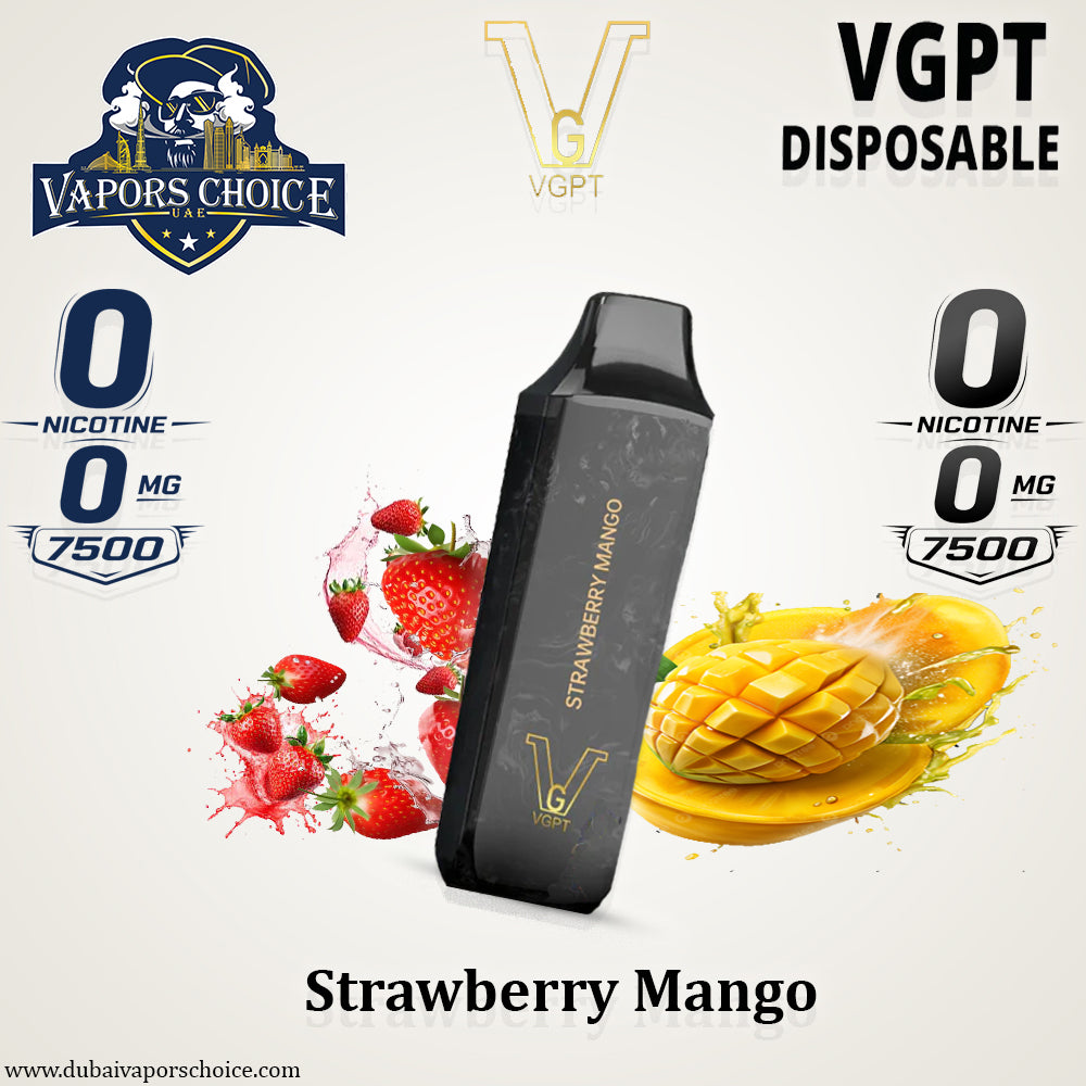 VGPT DISPOSABLE VAPE (0mg_20mg-50mg) 7500 PUFFS & Strawberry Mango 0mg & UAE & Sharjah