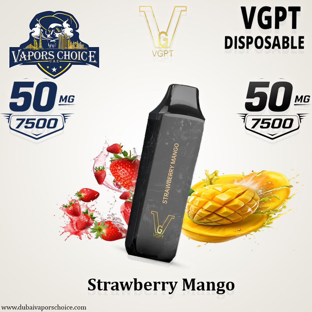 VGPT DISPOSABLE VAPE (0mg-20mg-50mg) 7500 PUFFS & Strawberry Mango 50mg & UAE & Ajman
