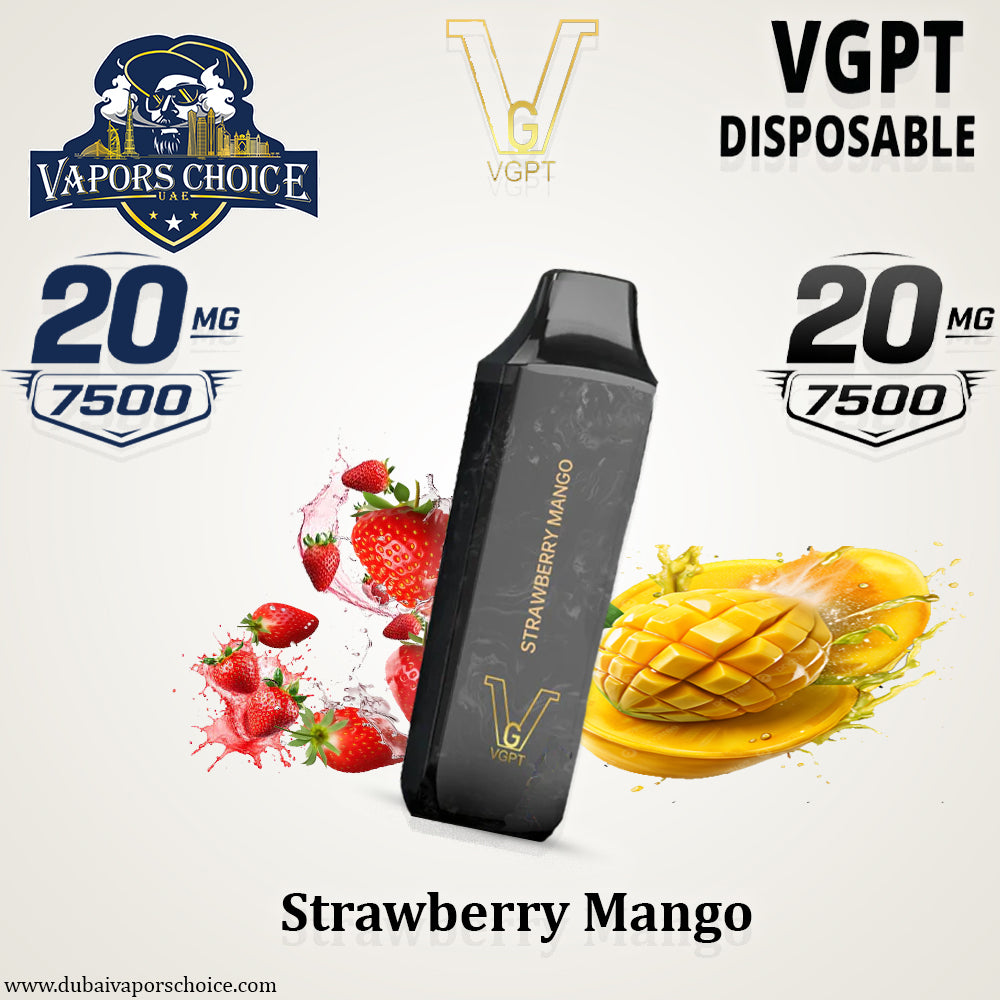 VGPT DISPOSABLE VAPE (0mg-20mg-50mg) 7500 PUFFS & Strawberry Mango 20mg & UAE & Umm Al Quwain