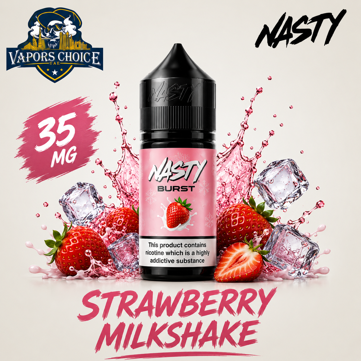 Nasty Burst 30ml Salt Nicotine 35MG & 50MG & Strawberry Milkshake  & UAE & Sharjah
