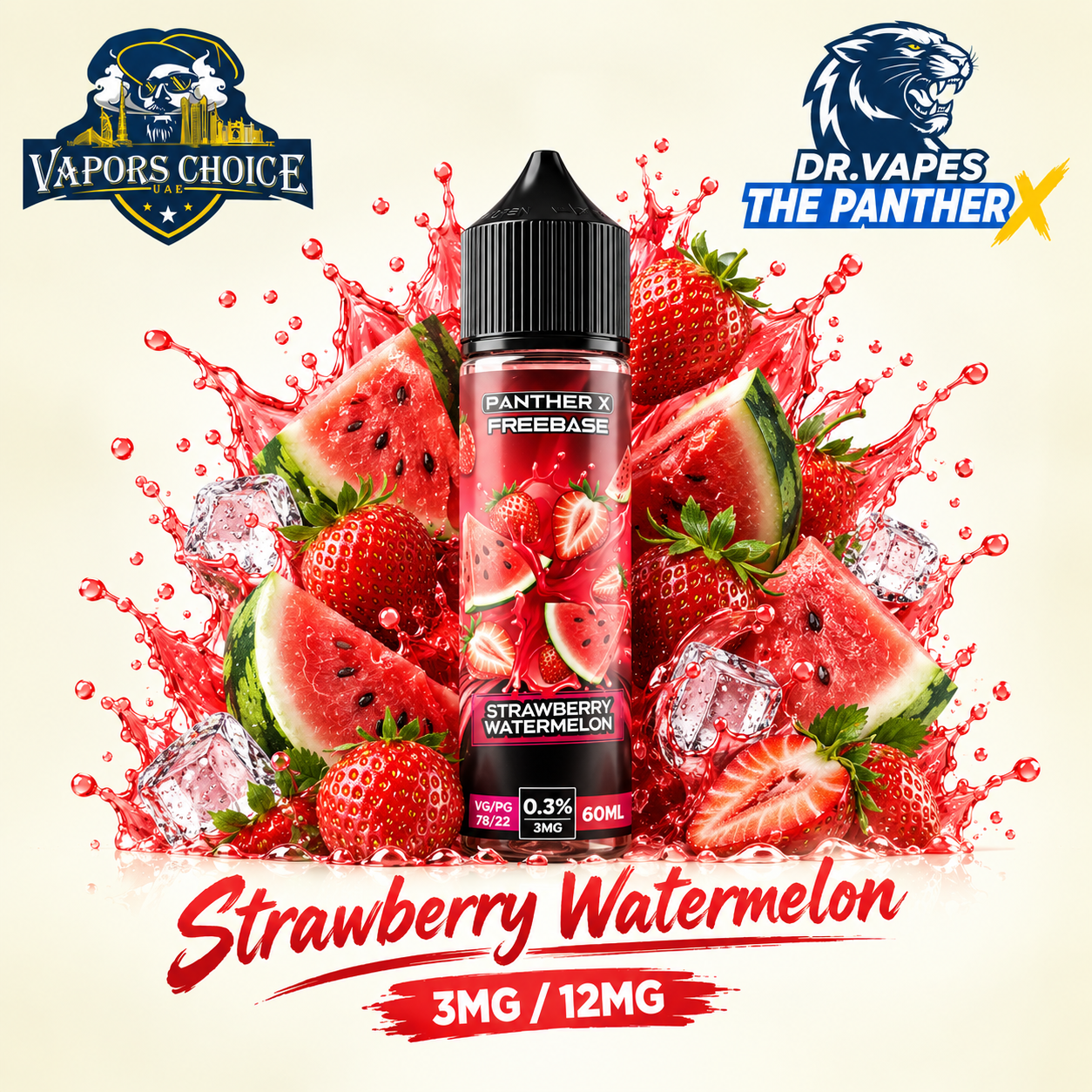 Dr Vapes The Panther X  - Freebase e-liquid 60ML & Strawberry Watermelon & UAE & Ajman 