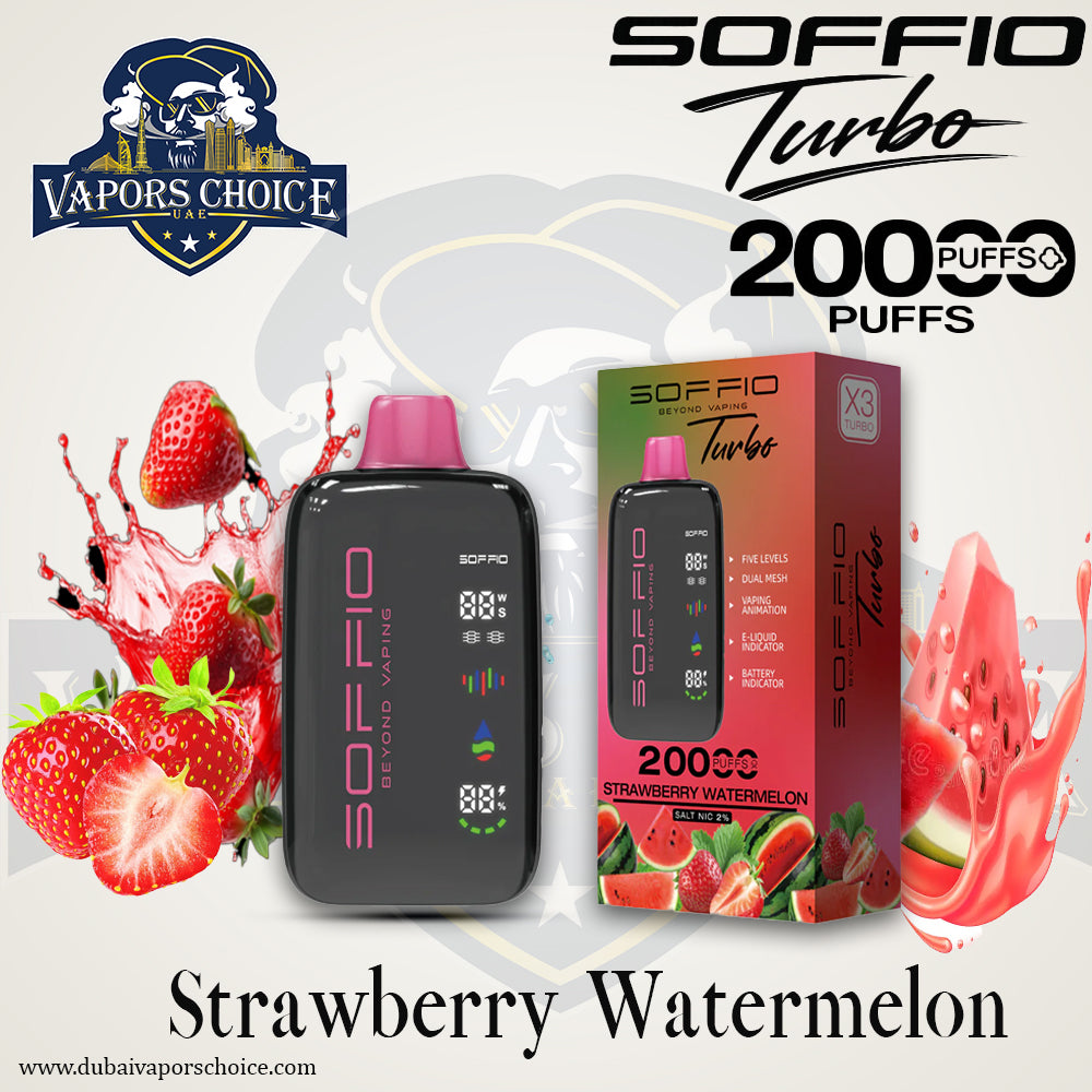 SOFFIO TURBO 20K Disposable Vape Strawberry Watermelon UAE Abu Dhabi 