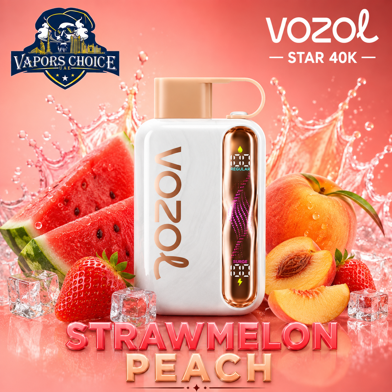 VOZOL STAR 40K Disposable Vape -Dual Power Mode & Strawmelon Peach & UAE & Ajman 