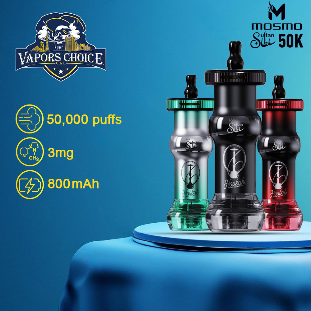 Sultan 50K Hookah Disposable Vape 3mg Shisha 1st UAE Abu Dhabi