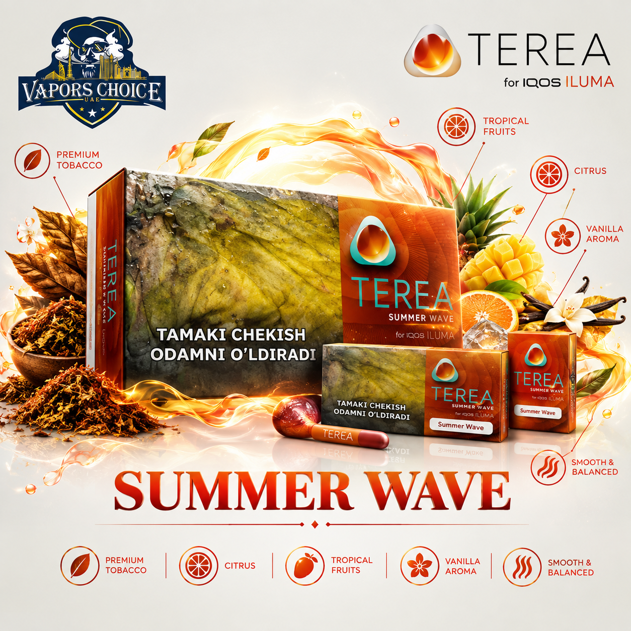 IQOS TEREA Sticks Uzbekistan (10 Packs) & Summer Wave & UAE & Umm Al Quwain