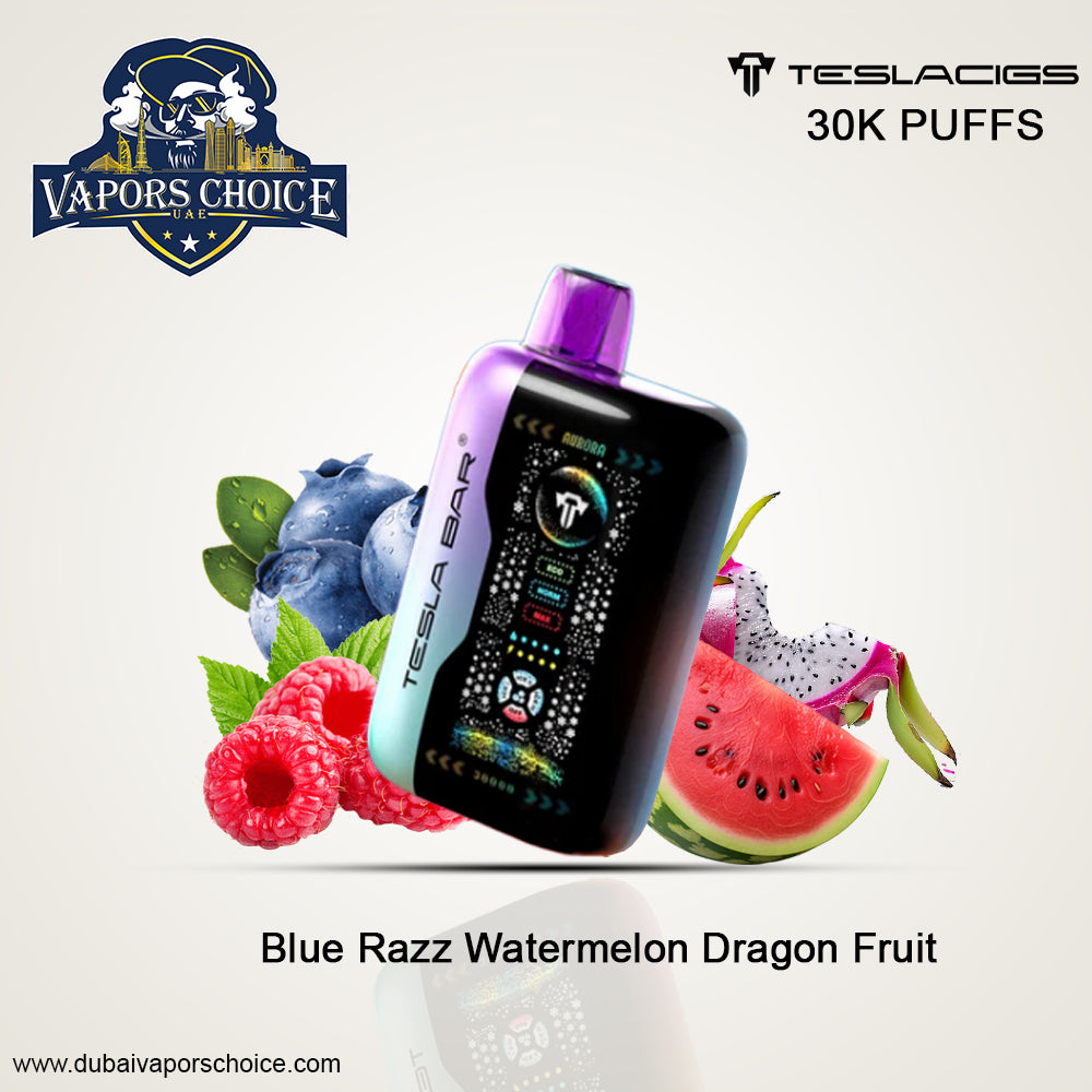 TESLA BAR XT 30K PUFFS DISPOSABLE VAPE Blue Razz Watermelon Dragon Fruit UAE Abu Dhabi