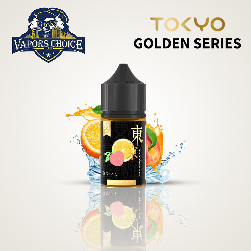 TOKYO E-JUICES SALTNIC 30ML GOLDEN SERIES Orange Peach Ice UAE Ras Al Khaimah
