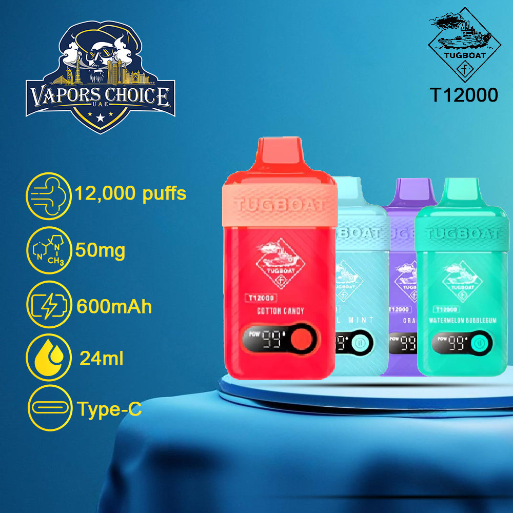 TUGBOAT T12000 (50mg) 12000 PUFFS - DISPOSABLE VAPE 1st UAE Abu Dhabi