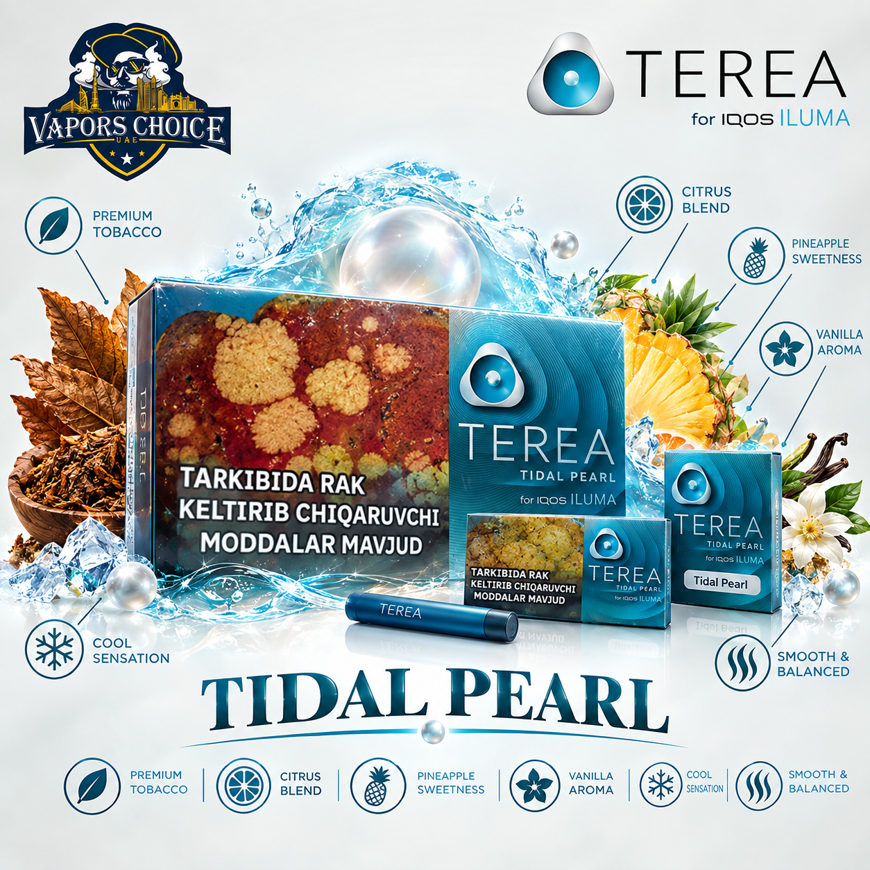 IQOS TEREA Sticks Uzbekistan (10 Packs) & Tidal Pearl & UAE & Fujairah