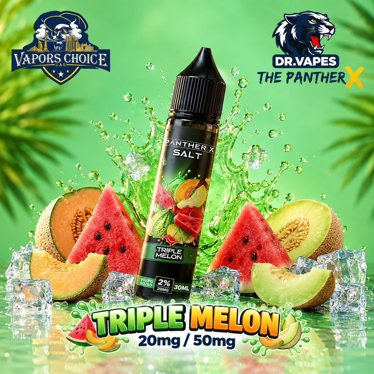 Dr Vapes The Panther X – Salt Nic E-Liquid 20mg (2%) / 50mg (5%)  30ML & Triple Melon & UAE & Ajman