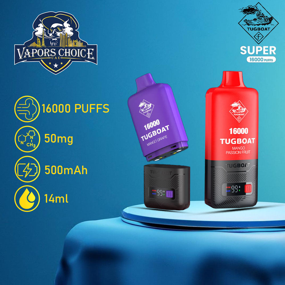 Tugboat 16000 SUPER POD Disposable Vape (Pod + Battery ) 1st UAE Abu Dhabi