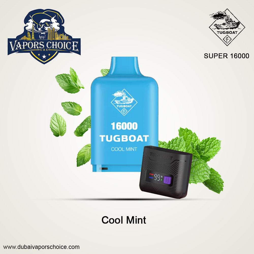 Tugboat 16000 SUPER POD Disposable Vape (Pod + Battery ) Cool Mint UAE Dubai