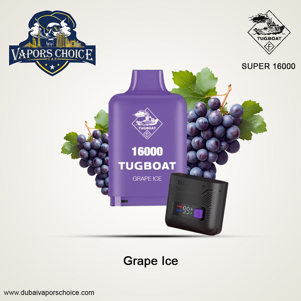 Tugboat 16000 SUPER POD Disposable Vape (Pod + Battery ) Grape Ice UAE Al Ain