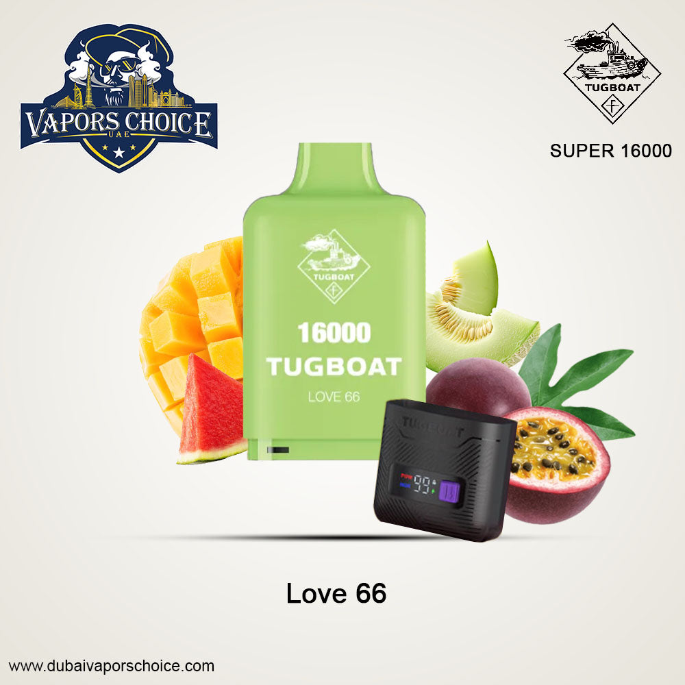 Tugboat 16000 SUPER POD Disposable Vape (Pod + Battery ) Love 66 UAE Ajman