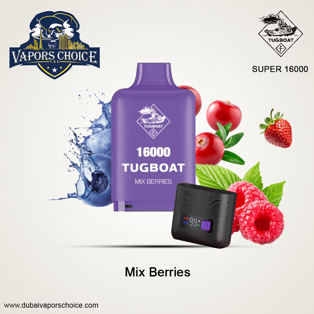 Tugboat 16000 SUPER POD Disposable Vape (Pod + Battery ) Mix Berries UAE Abu Dhabi & Al Ain