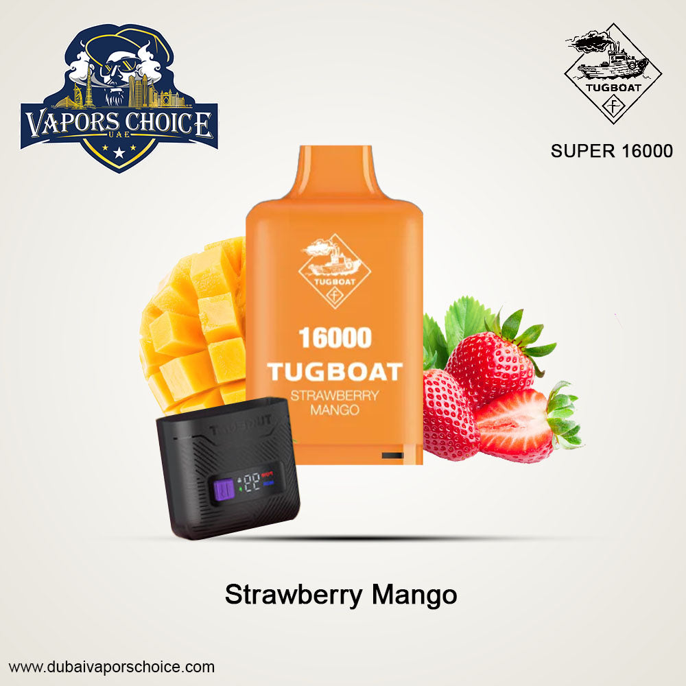 Tugboat 16000 SUPER POD Disposable Vape (Pod + Battery ) Strawberry Mango UAE Abu Dhabi & Al Sharjah