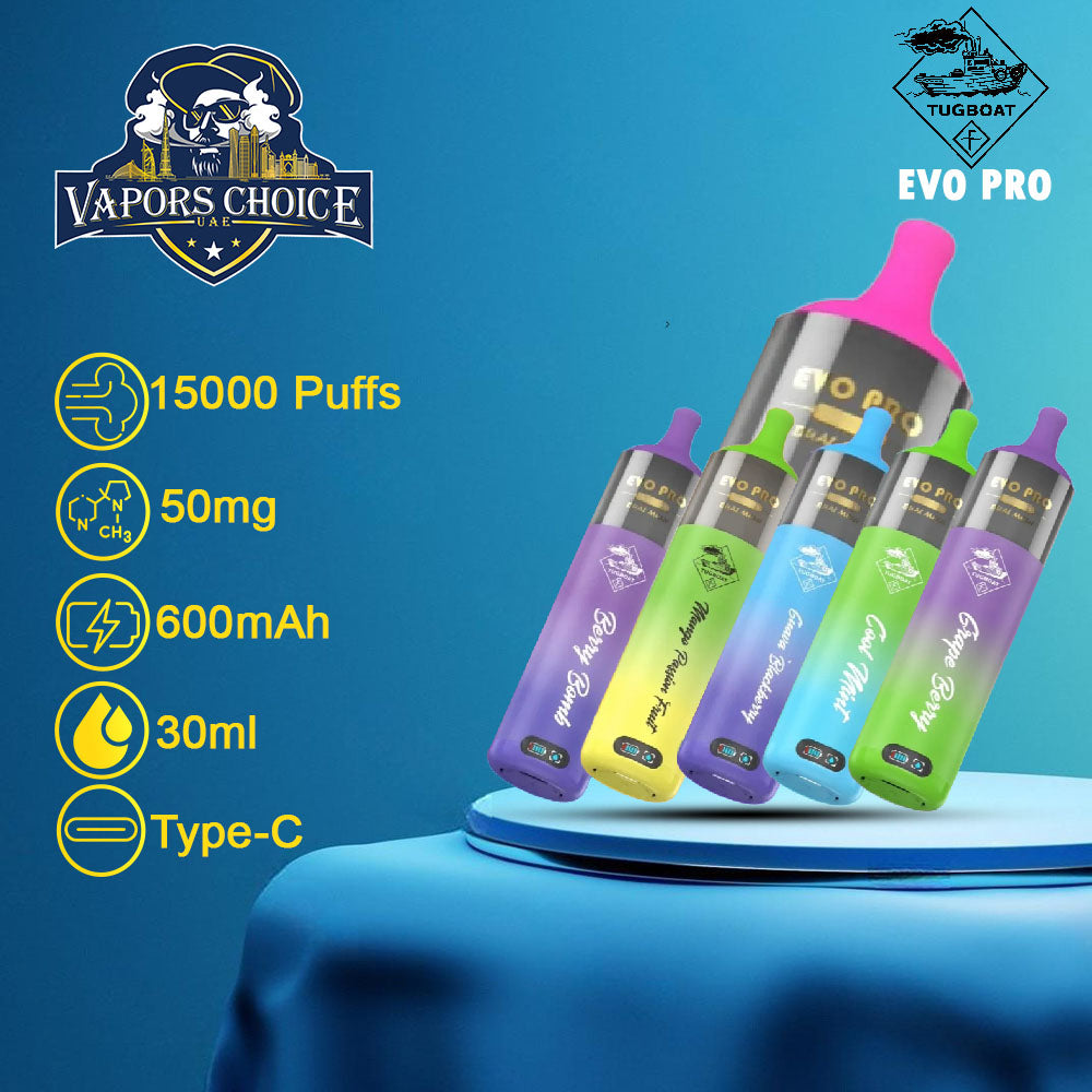 Tugboat EVO PRO (50mg) 15000 PUFFS - DISPOSABLE VAPE 1st UAE Abu Dhabi