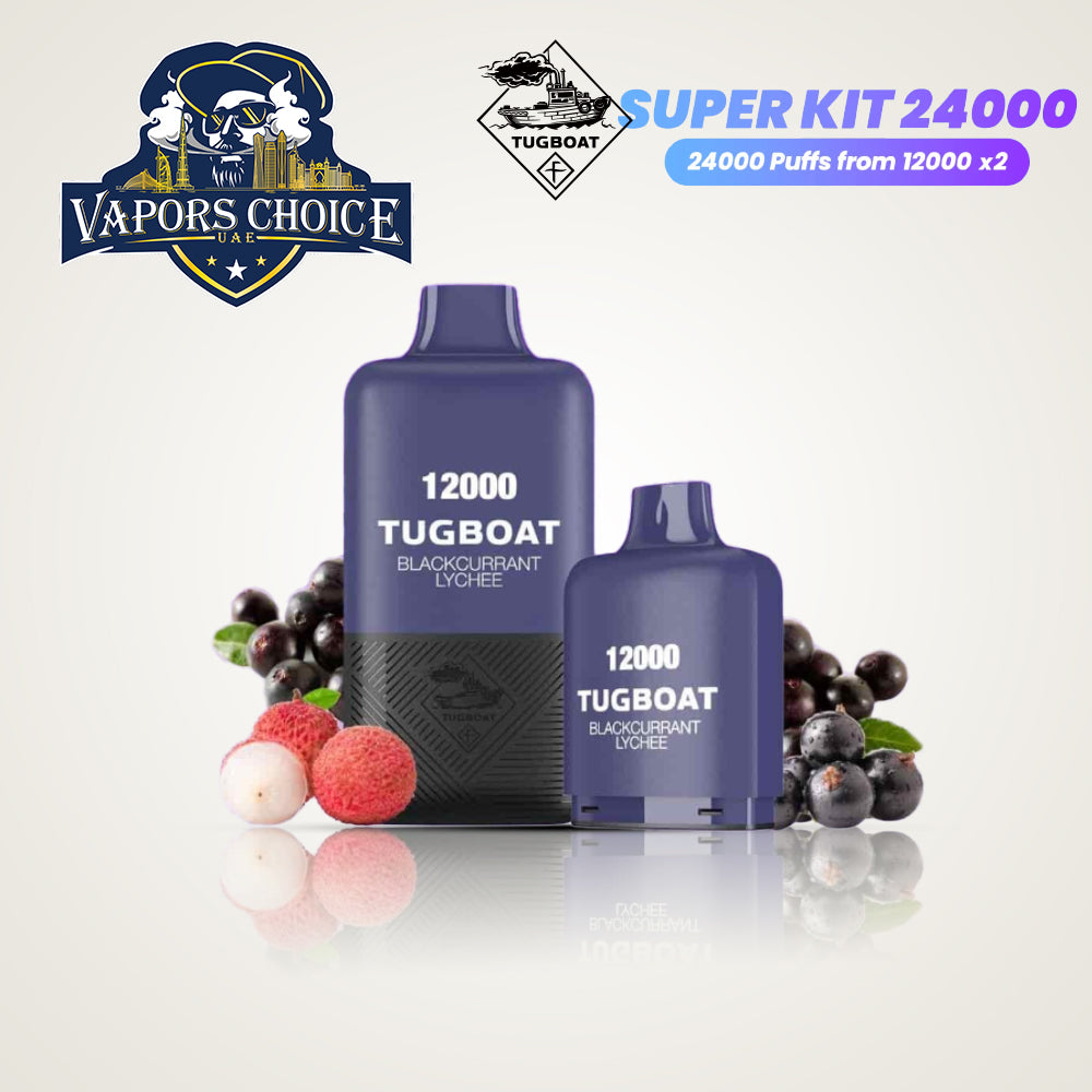 Tugboat Super Kit 24000 Puffs (50mg) Disposable Vape Blackcurrant Lychee UAE Sharjah