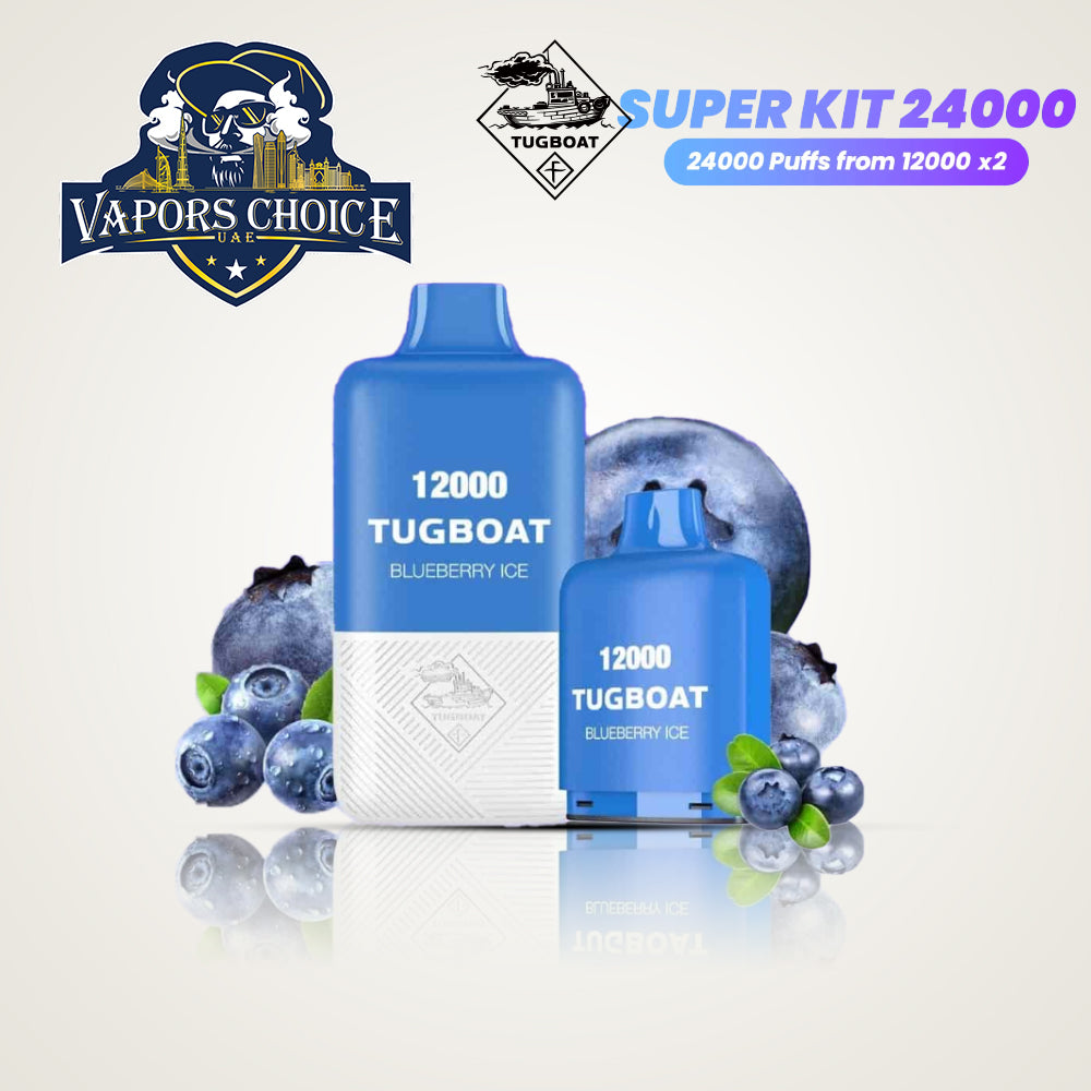 Tugboat Super Kit 24000 Puffs (50mg) Disposable Vape Blueberry Ice UAE Umm Al Quwain