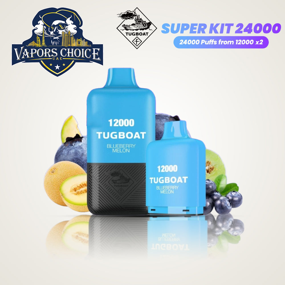 Tugboat Super Kit 24000 Puffs (50mg) Disposable Vape Blueberry Melon UAE Abu Dhabi