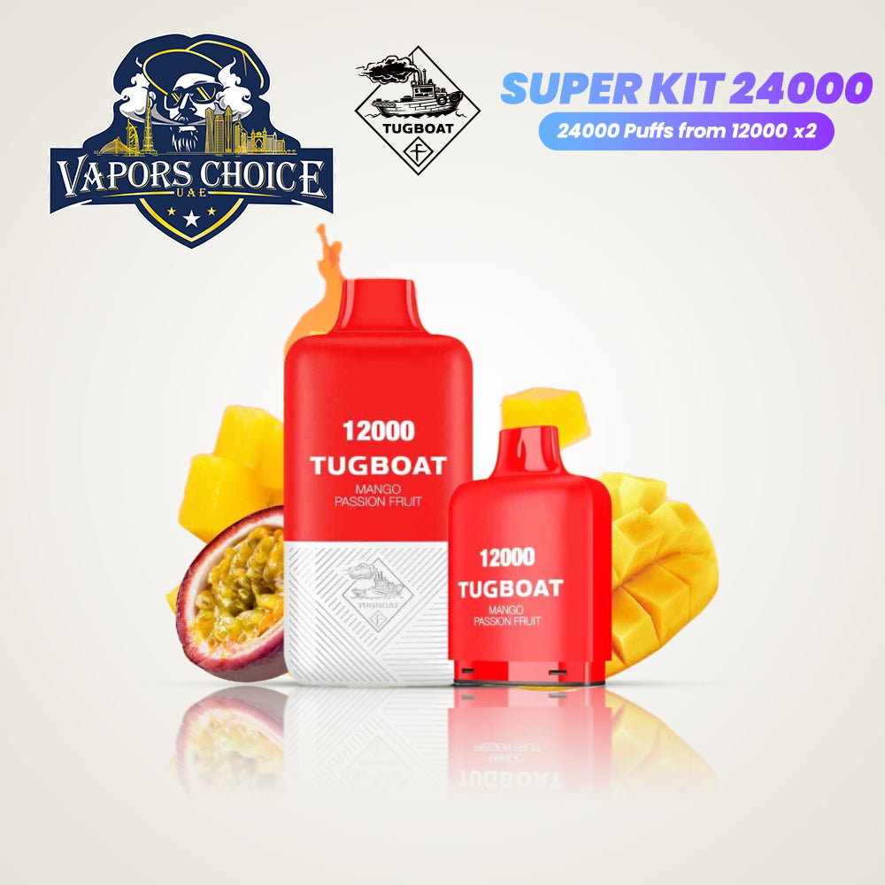 Tugboat Super Kit 24000 Puffs (50mg) Disposable Vape Mango Passionfruit UAE Fujairah