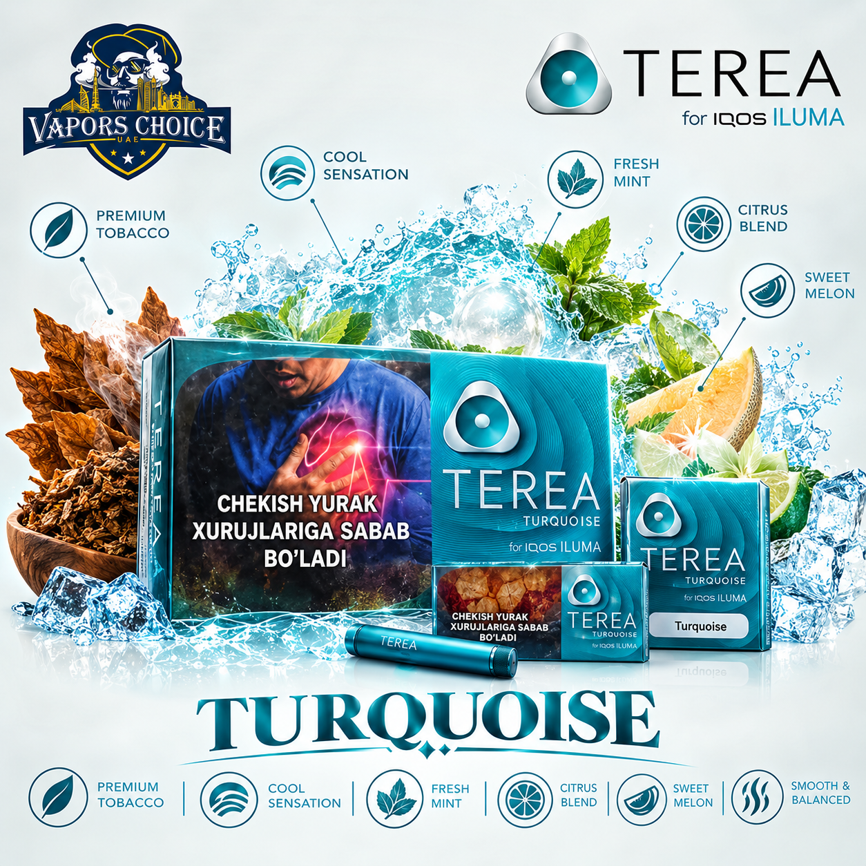 IQOS TEREA Sticks Uzbekistan (10 Packs) & Turquoise & UAE & Dubai