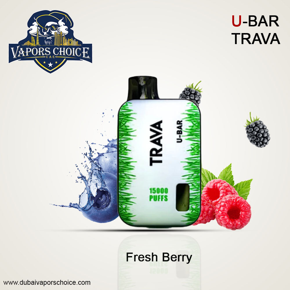 U-Bar Trava 15000 Puffs Disposable Vape Fresh Berry UAE Abu Dhabi & Al Sharjah