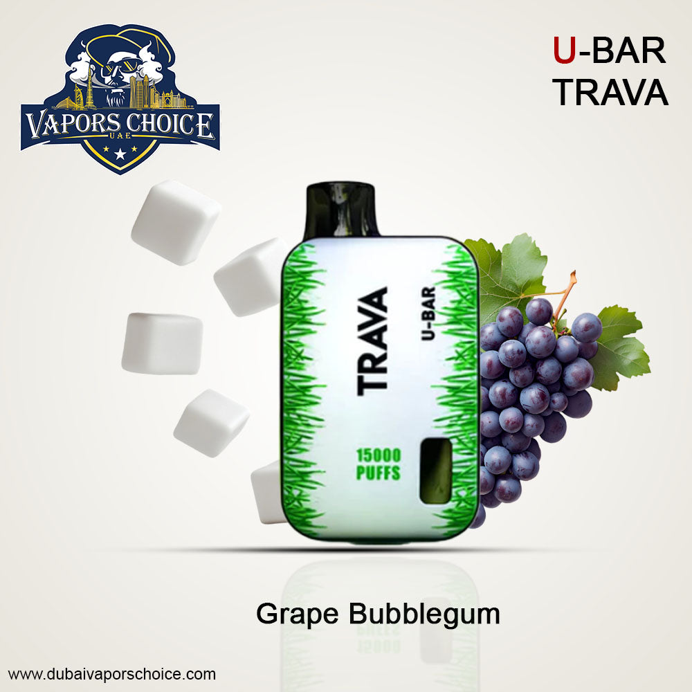 U-Bar Trava 15000 Puffs Disposable Vape Grape Bubblegum UAE Abu Dhabi & Fujairah