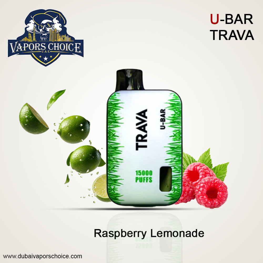 U-Bar Trava 15000 Puffs Disposable Vape Raspberry Lemonade UAE Dubai & Al Ain