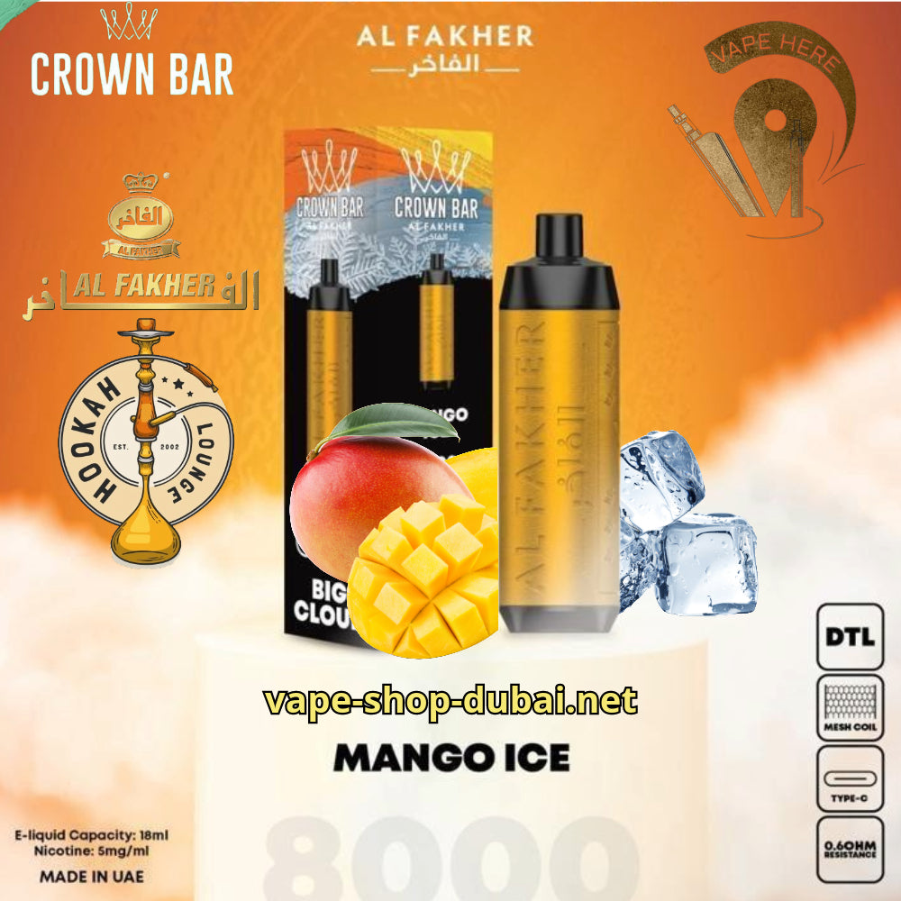 AL FAKHER CROWN BAR 8000 PUFFS MANGO ICE 