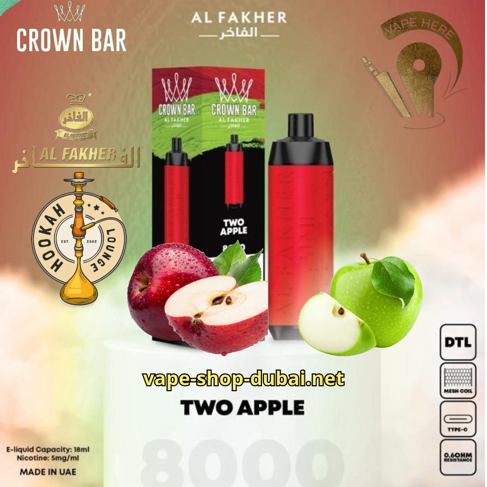 AL FAKHER CROWN BAR 8000 PUFFS TWO APPLE 