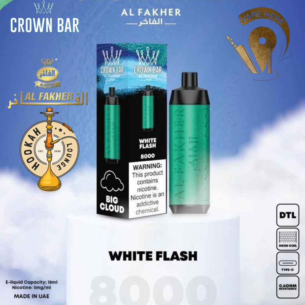 AL FAKHER CROWN BAR 8000 PUFFS WHITE FLASH