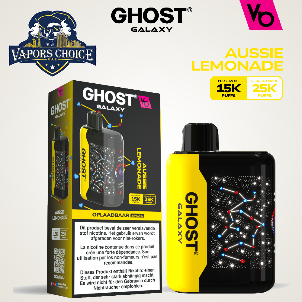 VAPES BAR GHOST GALAXY (20MG) 25000 PUFFS - DISPOSABLE VAPE Aussie Lemonade UAE Abu Dhabi