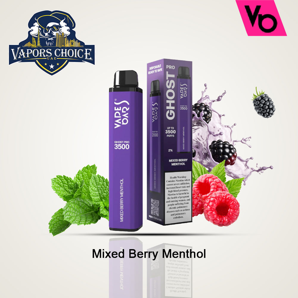 VAPES BAR GHOST PRO (20mg) 3500 PUFFS - DISPOSABLE VAPE Mixed Berry Menthol UAE Dubai & Al Ain