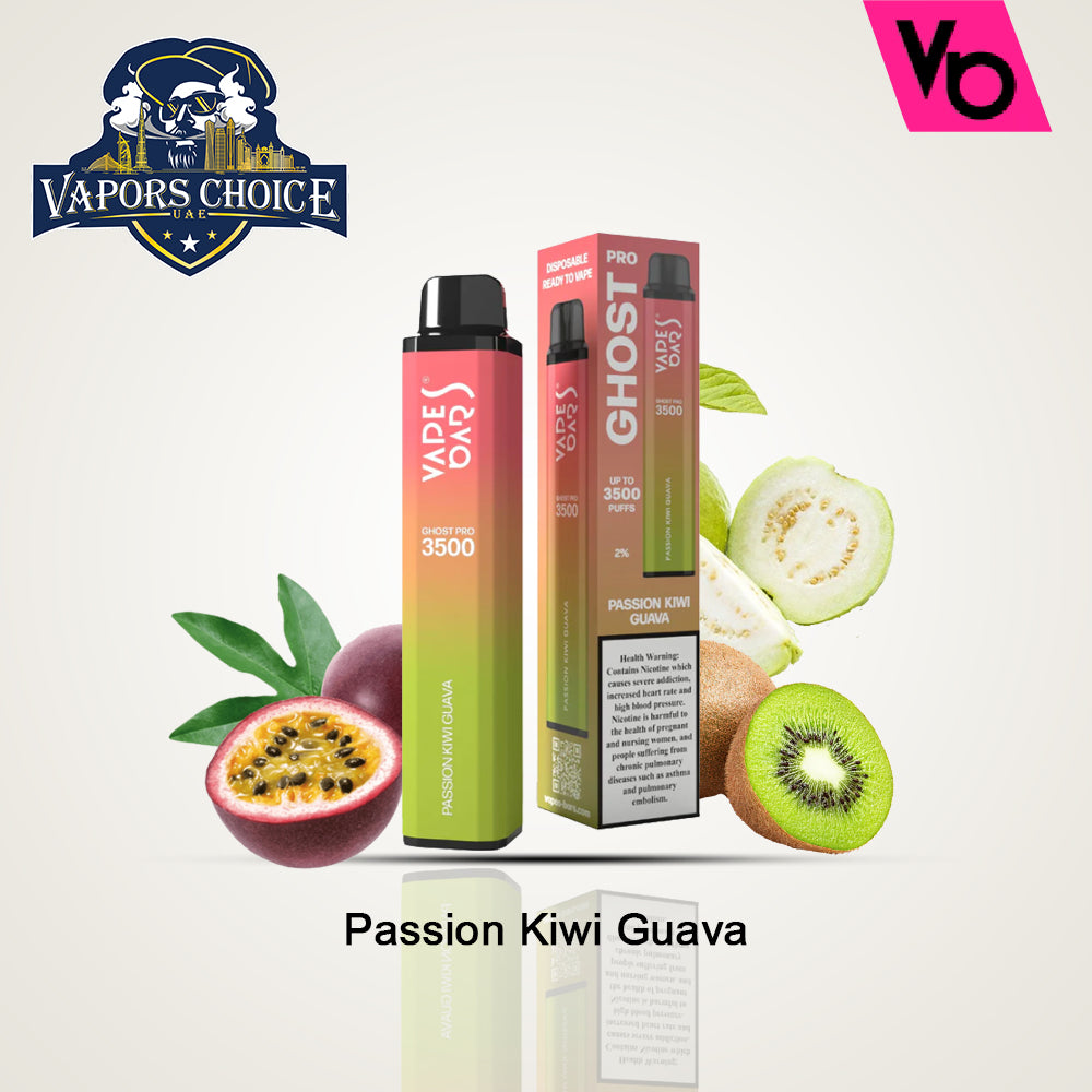 VAPES BAR GHOST PRO (20mg) 3500 PUFFS - DISPOSABLE VAPE Passion Kiwi Guava UAE Dubai & Ajman