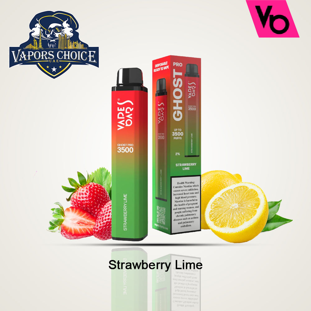 VAPES BAR GHOST PRO (20mg) 3500 PUFFS - DISPOSABLE VAPE Strawberry Lime UAE Ajman & Al Ain