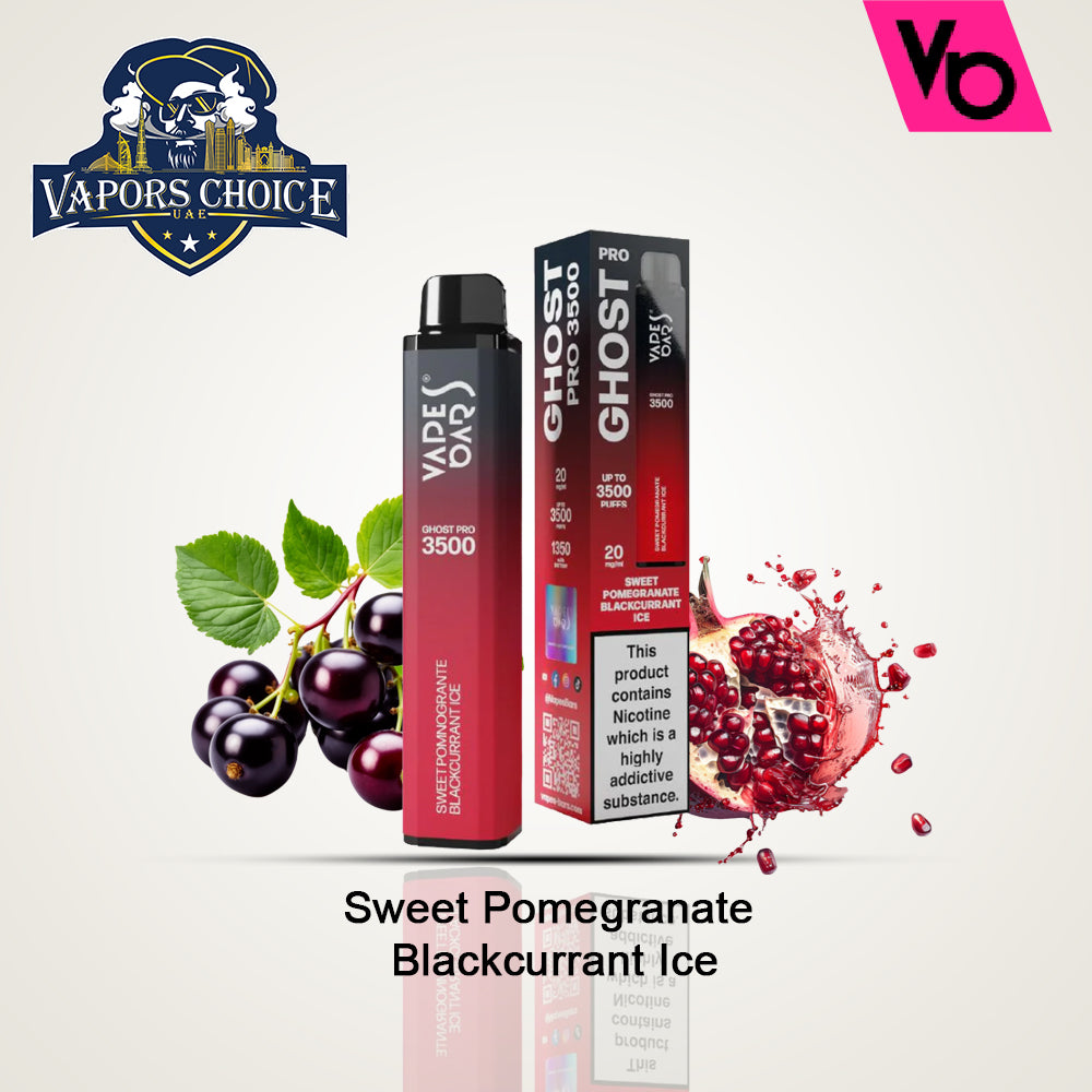 VAPES BAR GHOST PRO (20mg) 3500 PUFFS - DISPOSABLE VAPE Sweet Pomegranate Blackcurrant Ice UAE Ajman & Fujairah