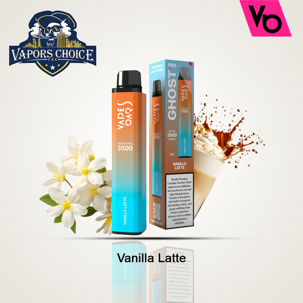 VAPES BAR GHOST PRO (20mg) 3500 PUFFS - DISPOSABLE VAPE Vanilla Latte UAE Ajman & Ras Al-Khaimah