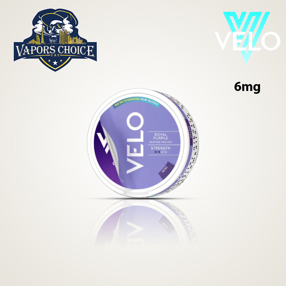 VELO Mini Nicotine Pouches 4-8 mg Nicotine Strength Royal Purple UAE Sharjah 