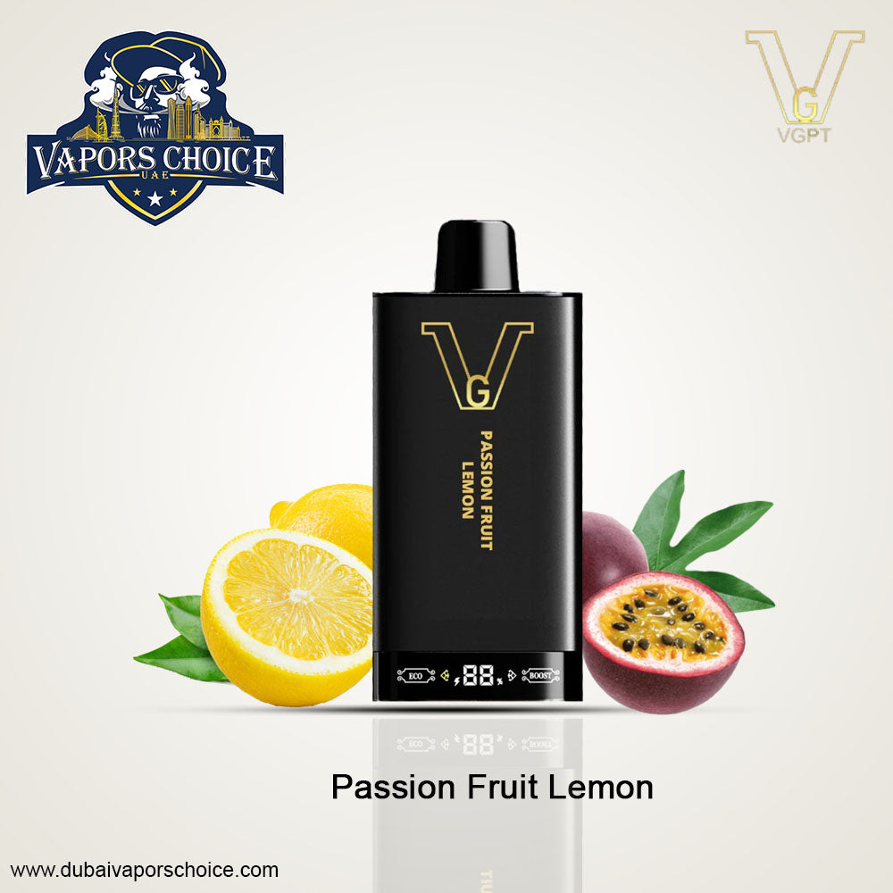 VGPT 25K Disposable Vape 25000 Puffs with LED Screen (20mg & 50mg Nicotine) Passion Fruit Lemon UAE Abu Dhabi & Al Ain