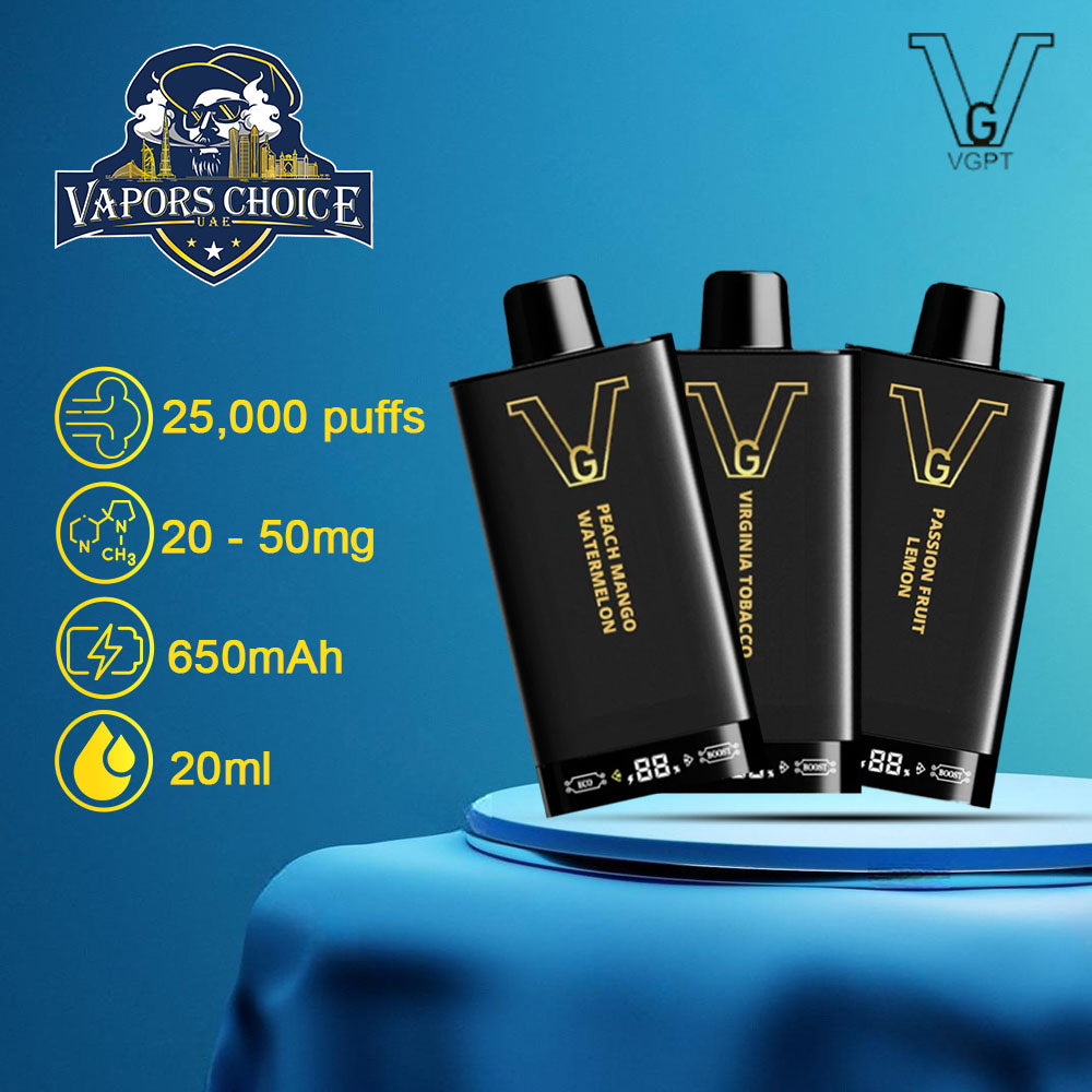 VGPT 25K Disposable Vape 25000 Puffs-with LED Screen (20mg & 50mg Nicotine) 1st UAE Abu Dhabi