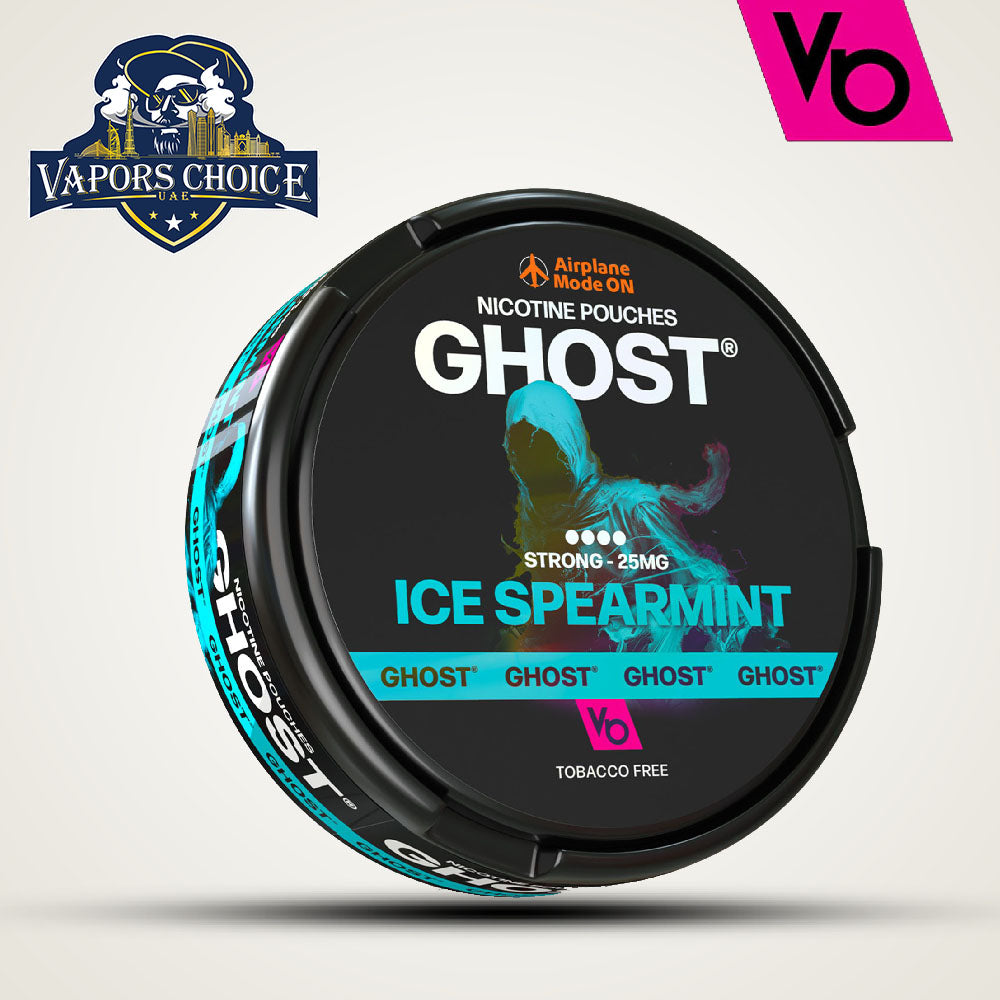 Vapes Bar Ghost Nic Pouches  (16mg & 25mg) Ice Spearmint Strong 25mg UAE Dubai 