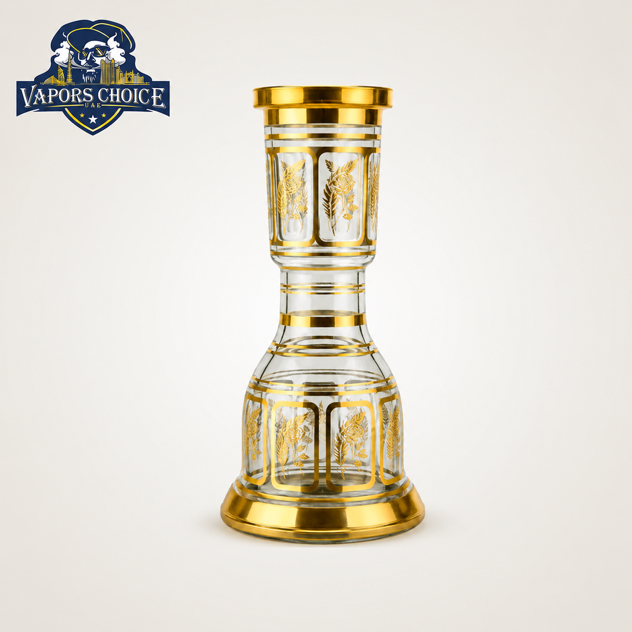 EMPTY GLASS LUXE NO30 – Premium Gold Decorative Shisha Glass Base  & UAE &  Ras Al Khaimah &  Fujairah