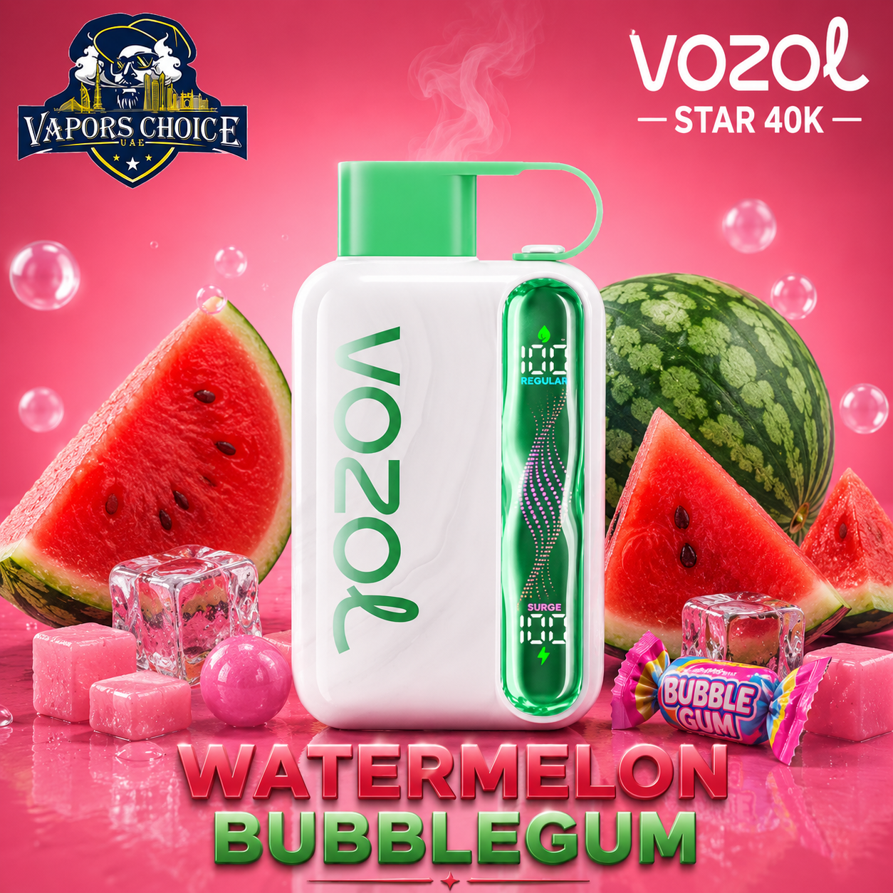 VOZOL STAR 40K Disposable Vape -Dual Power Mode & Watermelon Bubblegum  & UAE & Ras Al Khaimah