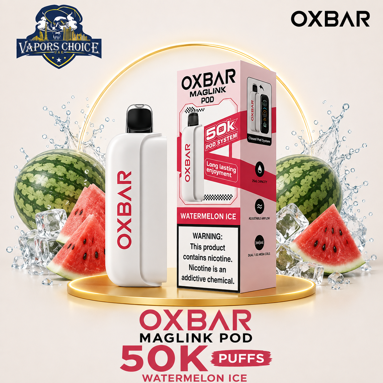 OXBAR Maglink 50000 Puffs Disposable Pod &amp; Battery & Watermelon Ice & UAE &  Dubai & Sharjah